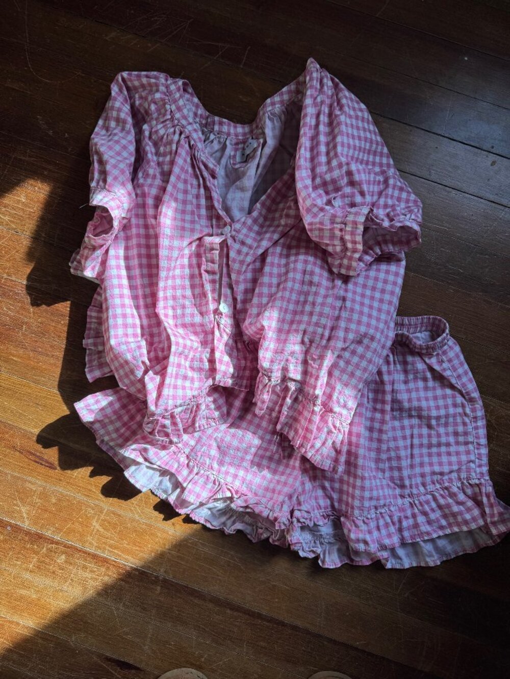 Piyama Sophie Pajama PJ Set Pink Gingham Berry Small S EUC